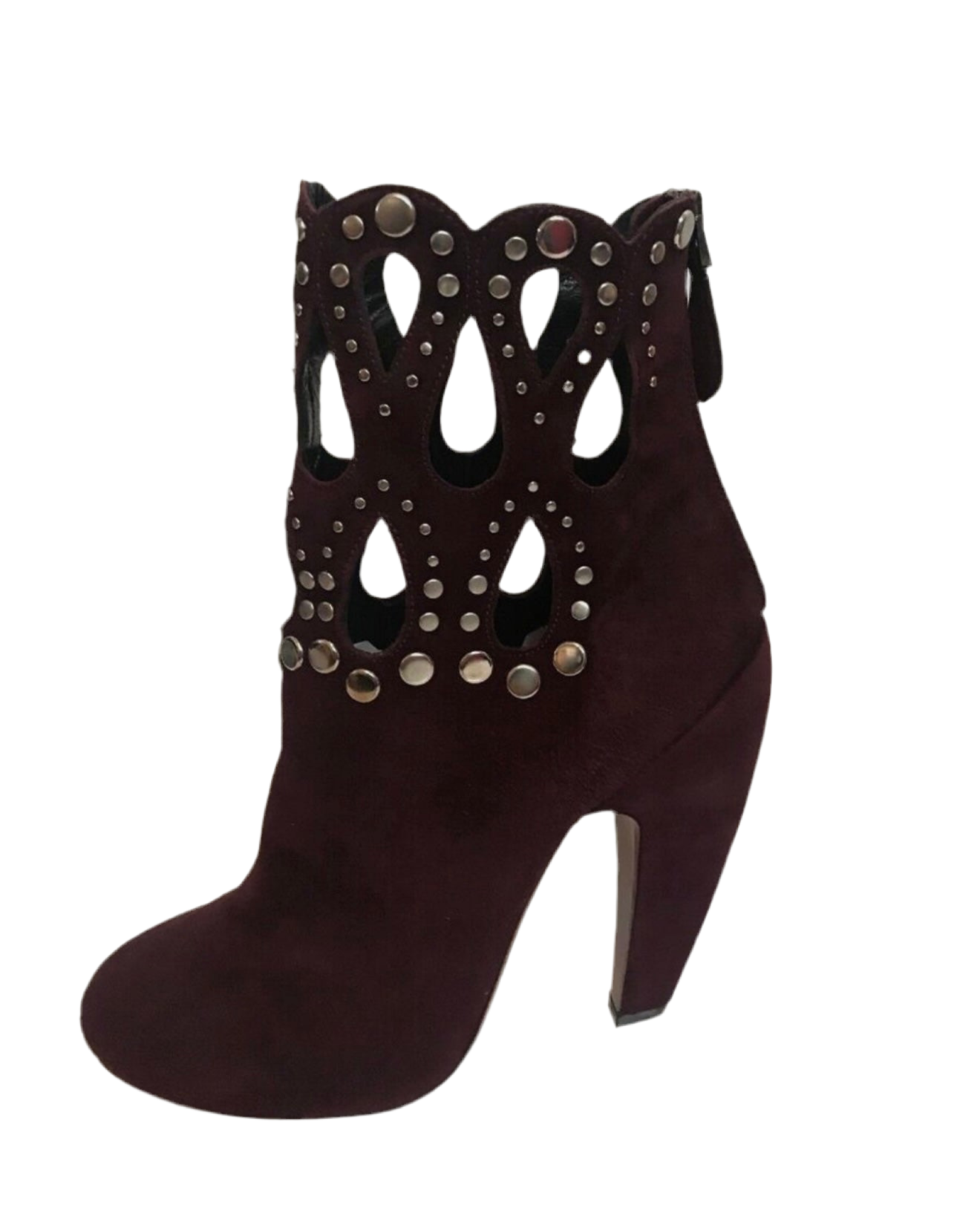 Alaia - Burgundy Suede Studded Booties