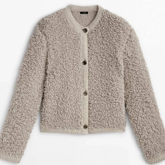 Massimo Dutti Bouclé Knit Cardigan