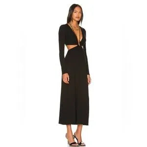 AFRM NWT long sleeve black cut out dress with tie