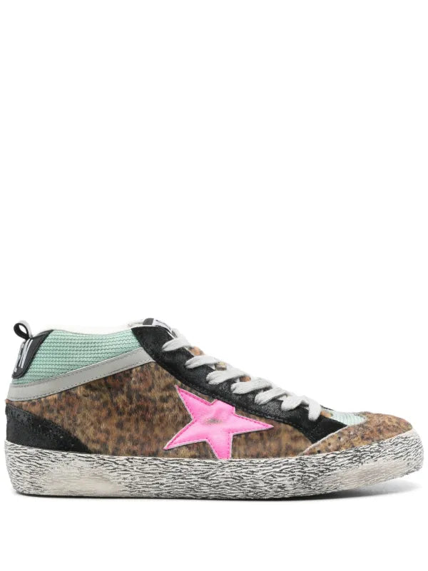 GOLDEN GOOSE sneakers, leopard ponyhair, pink stars