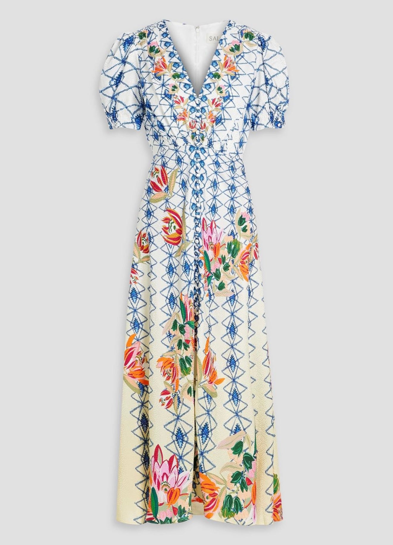 SALONI - Lea Printed Silk-Jacquard Maxi Dress