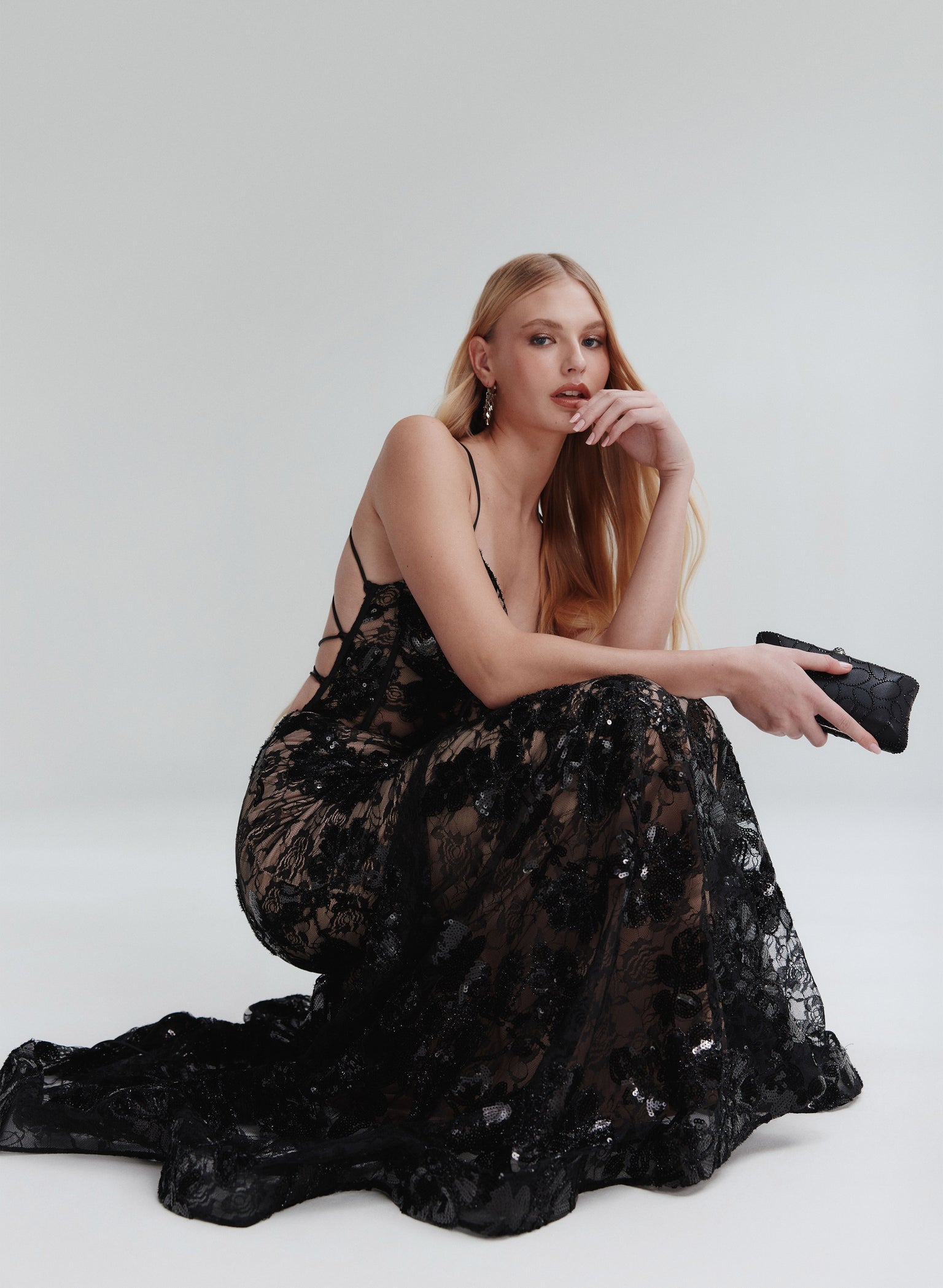 MELANIE LYNE black lace sequin dresses