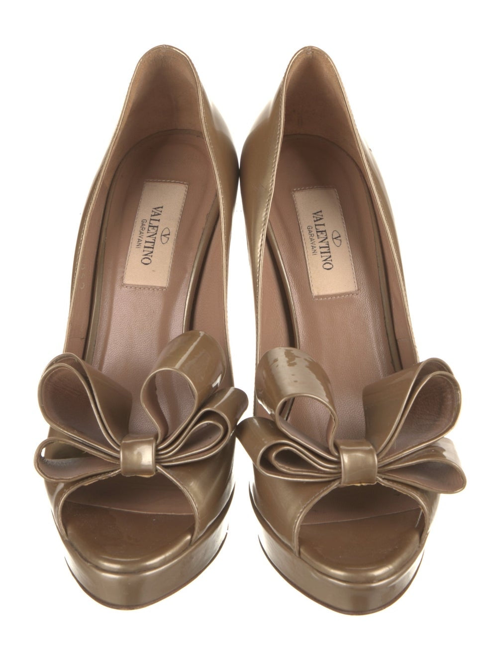 VALENTINO patent leather toe bow pumps