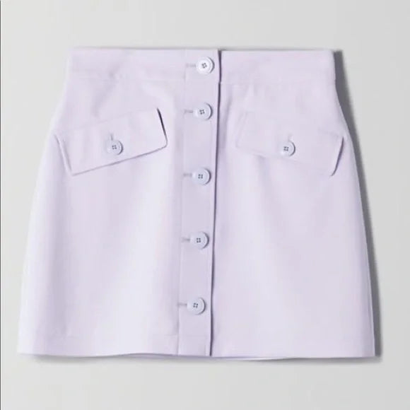 LITTLE MOON lavender button up mini skirt