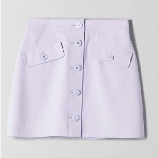 LITTLE MOON lavender button up mini skirt