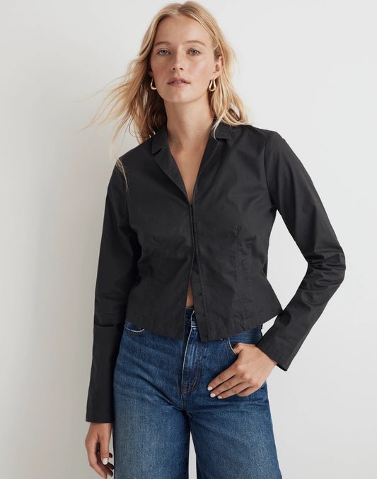 MADEWELL cropped black linen shirt