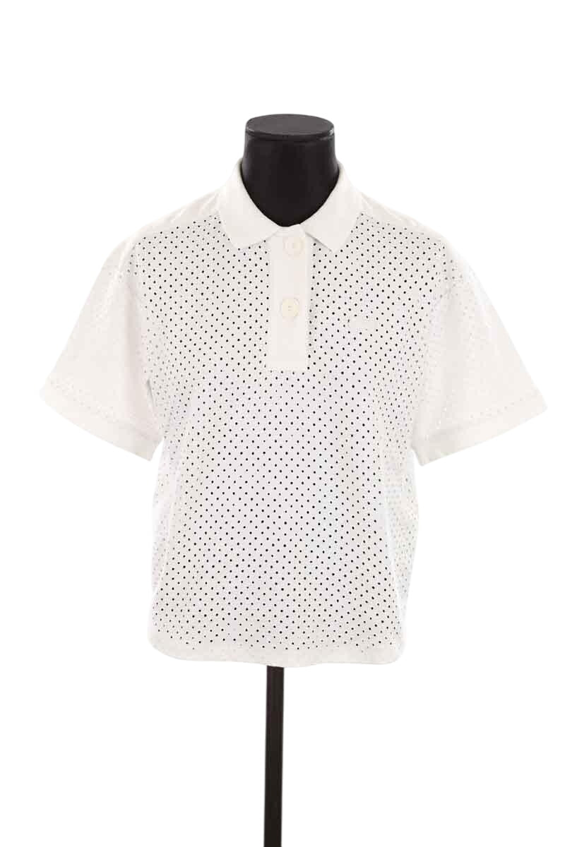Lacoste White Perforated Mesh Polo T Shirt