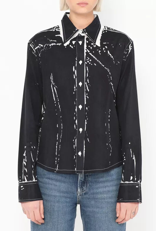 PRADA black/white button up top