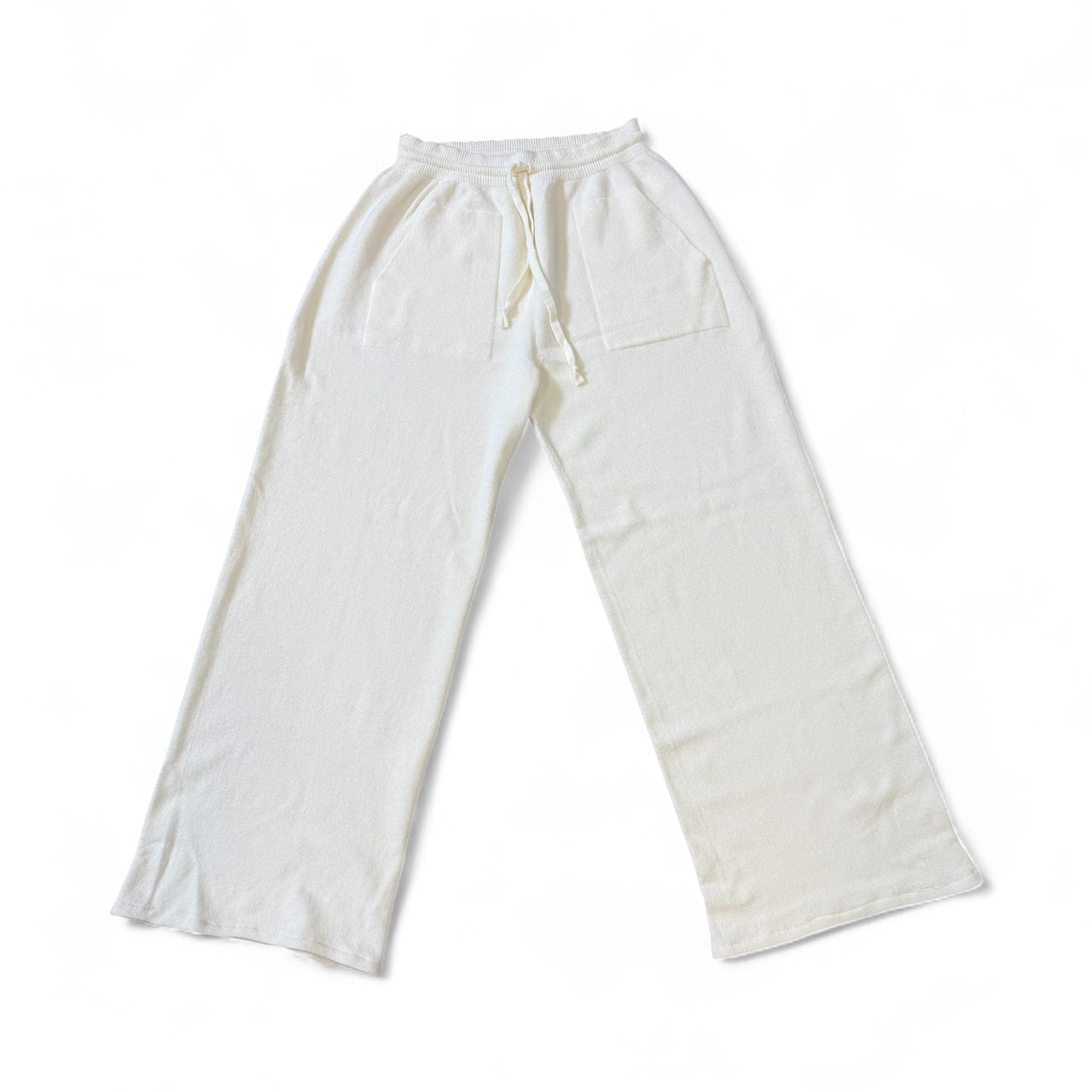 Alpini Knitwear Cream Faux Cashmere Cropped Pants