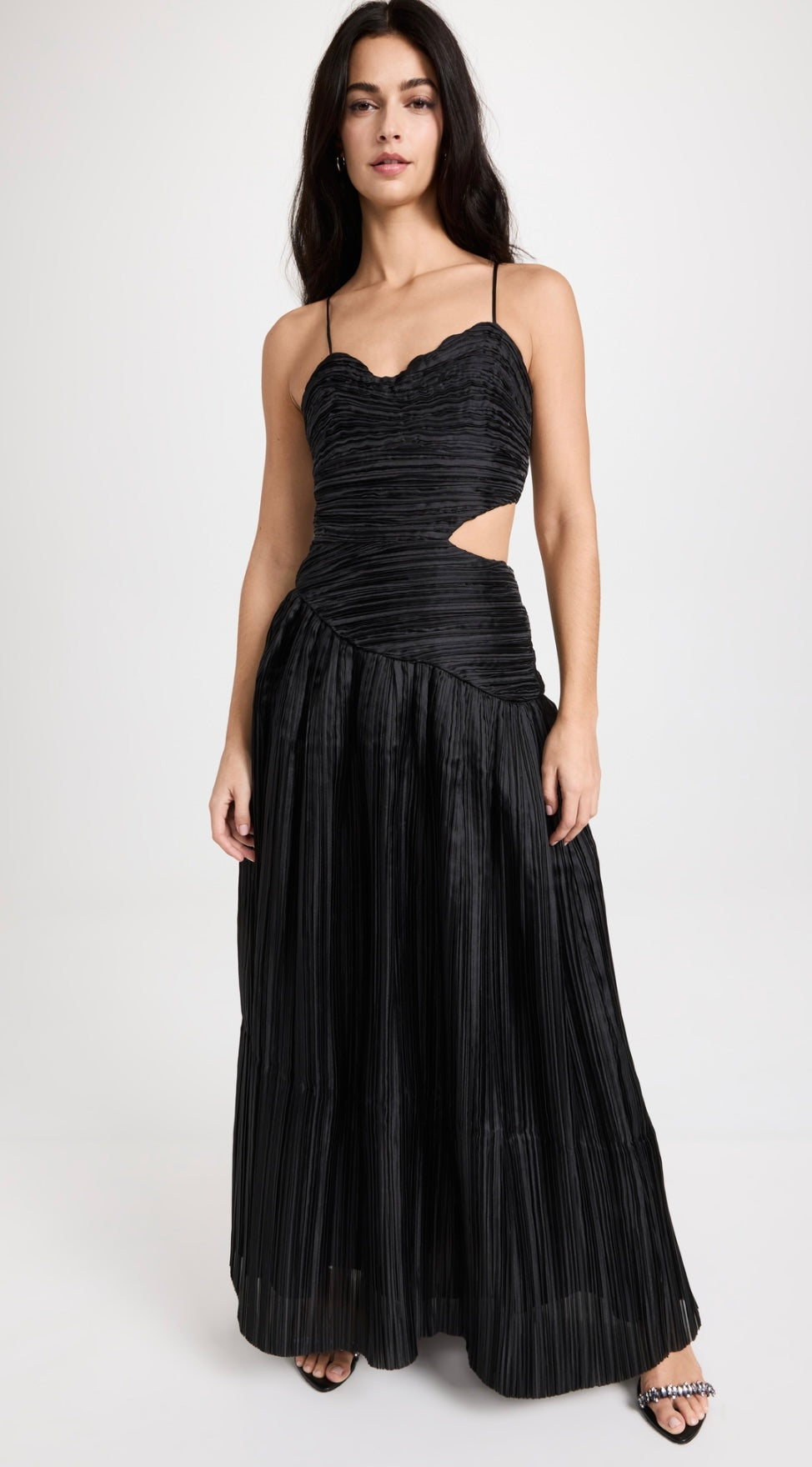 AJE black wave maxi dress with cutout