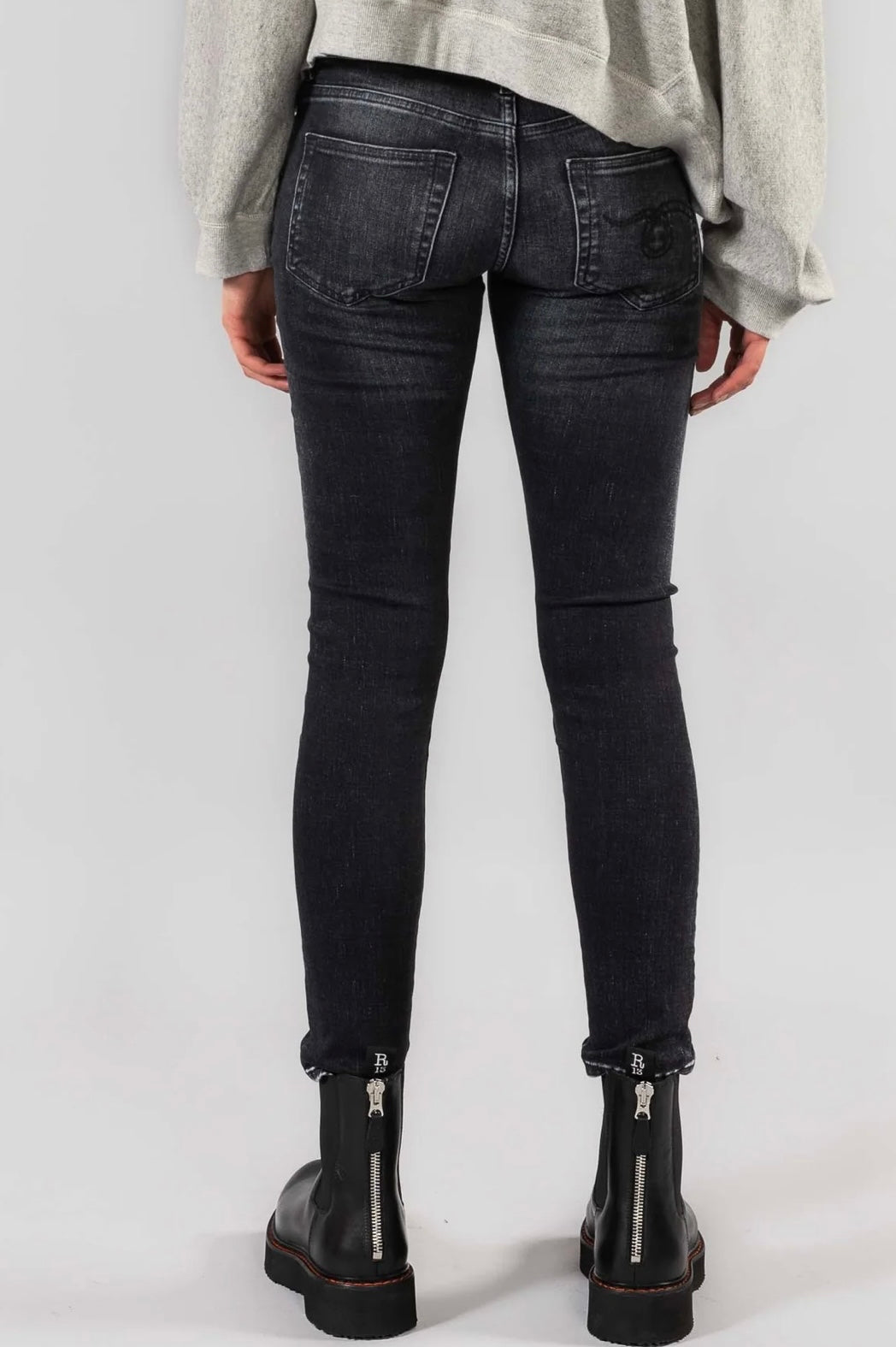 R13 - Boy Skinny Jeans in a black