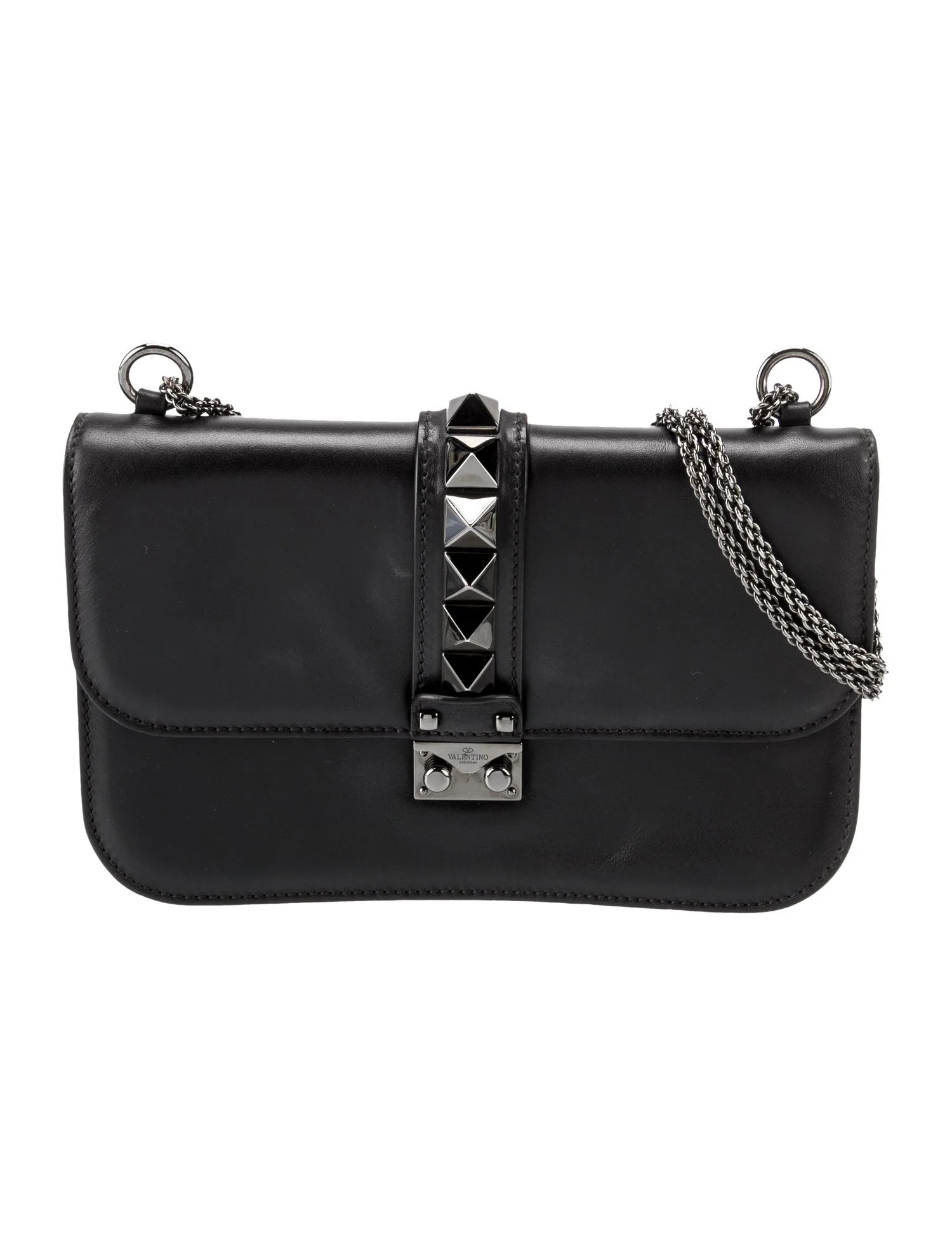 VALENTINO black glam rock lock flap handbag