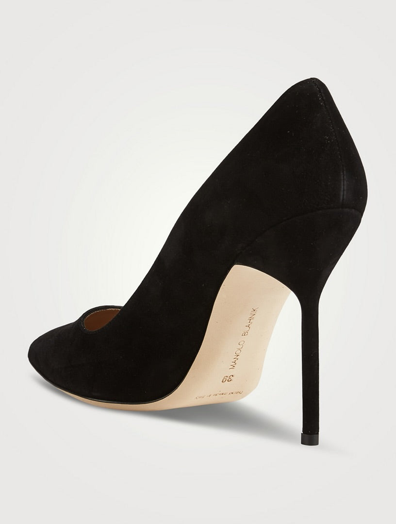 MANOLO BLAHNIK black suede toe pump