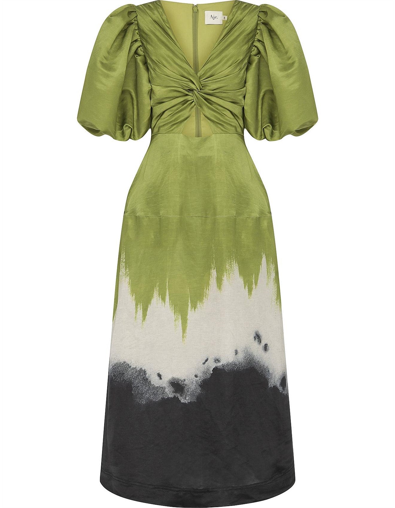 AJE green/silver/navy silk dress