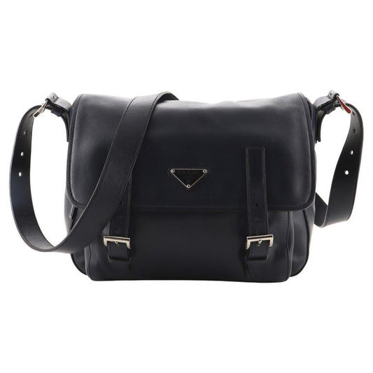 PRADA navy leather crossbody bag