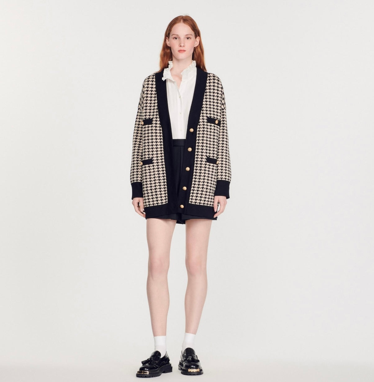 Sandro - Dane Oversized Houndstooth Cardigan