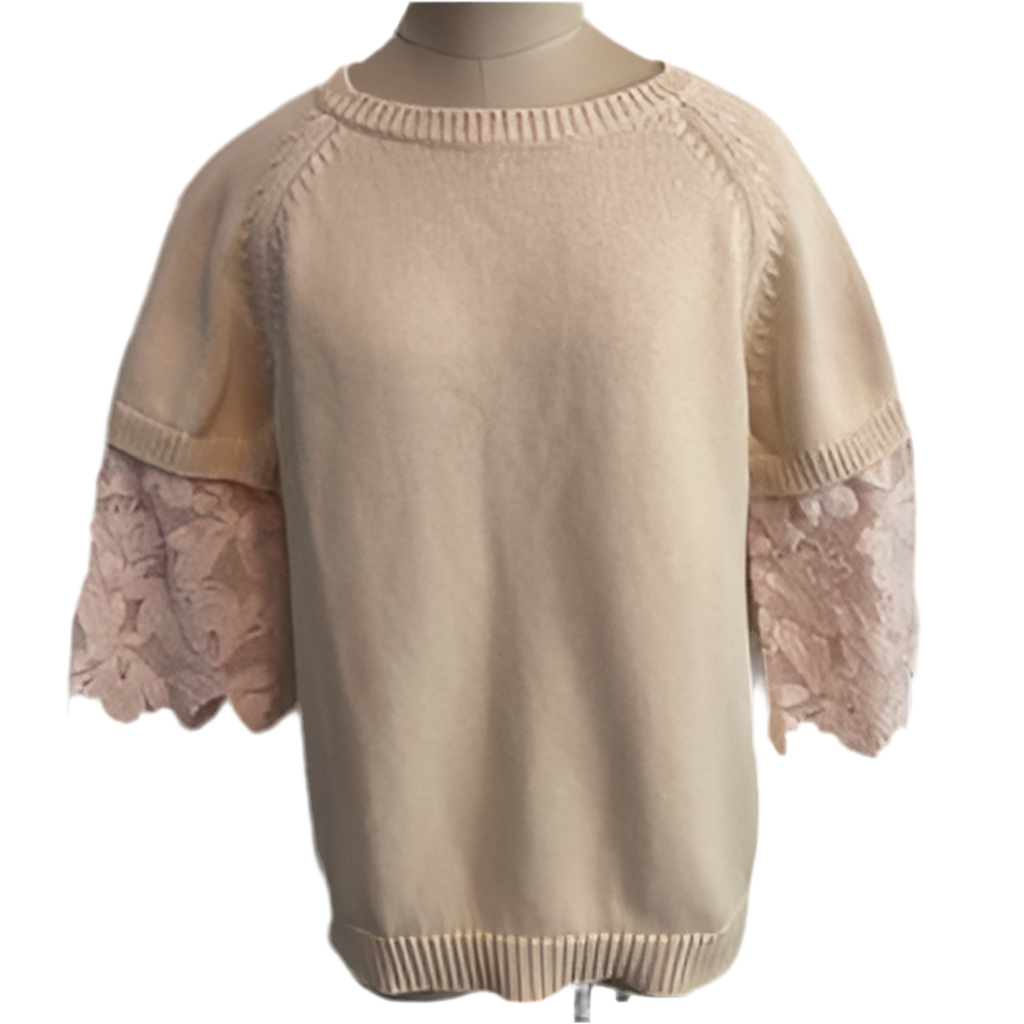 SEE BY CHLOE oat knit sweater with lace sleeves