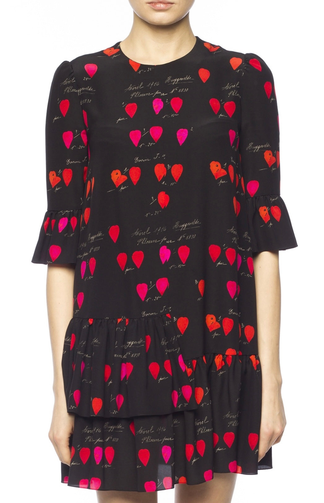 Alexander McQueen
Jewel-Neck Petal-Print 3/4-Sleeve A-Line Dress