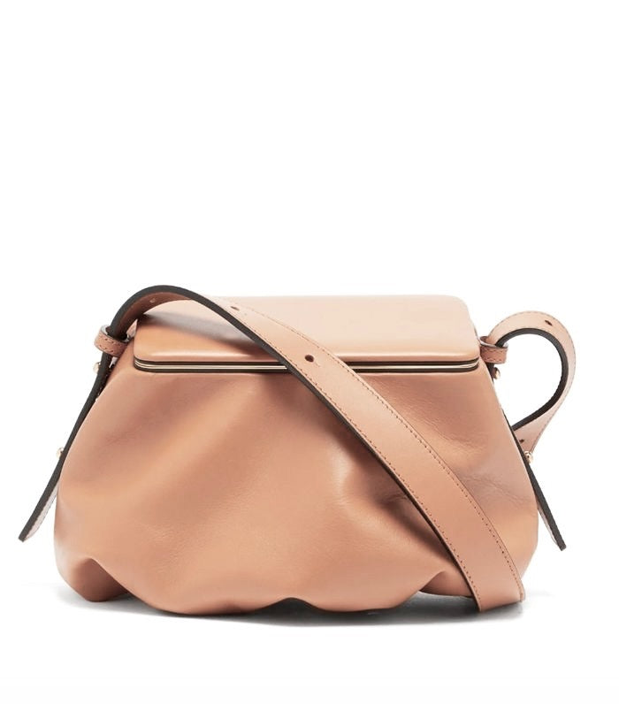 Lutz Morris Beige Ruffle Leather Crossbody Bag