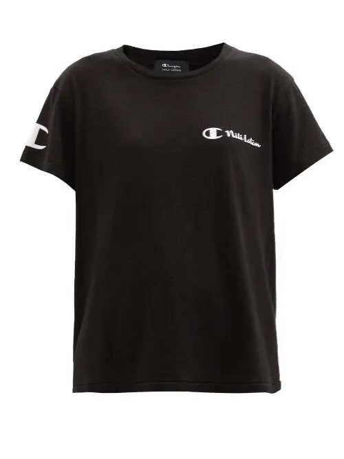 CHAMPION X NILI LOTAN black tshirt with white logo