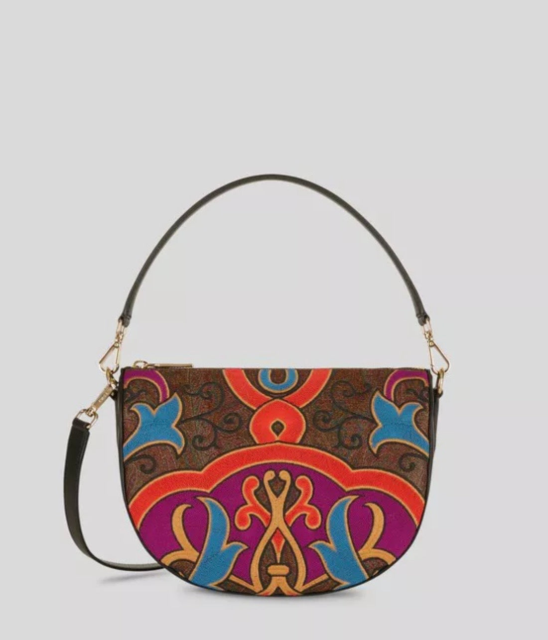 ETRO crossbody black leather bag with multicolour embroidery w dust bag