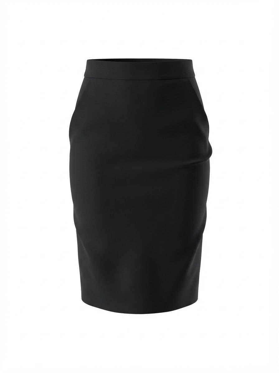 THE ROW black stretch midi skirt with back slit