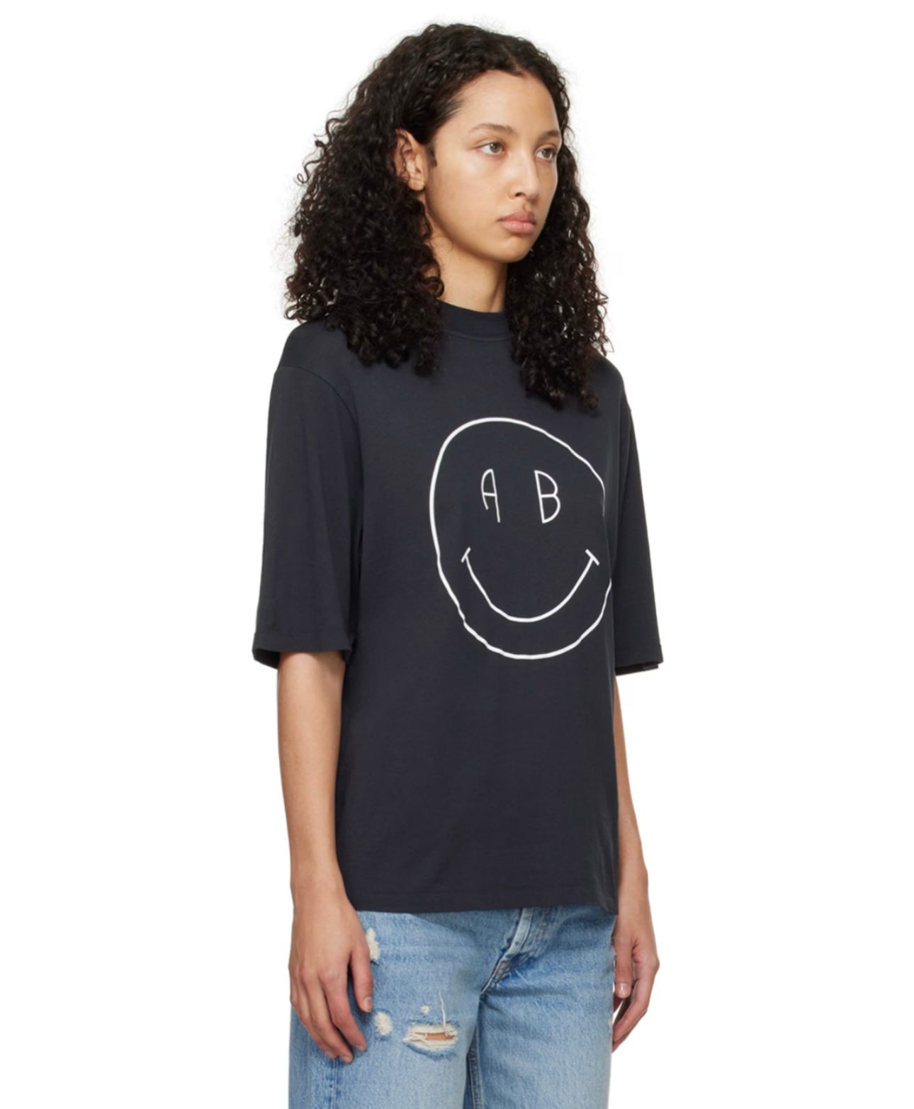 ANINE BING
Black Avi Smiley T-Shirt