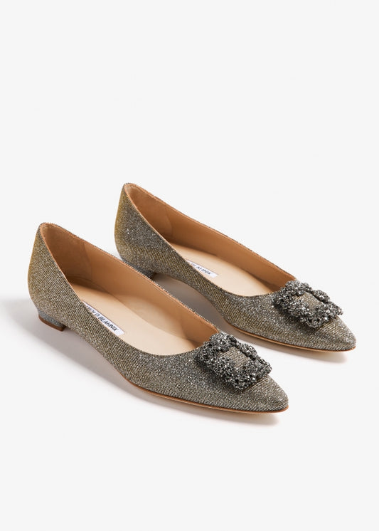 MANOLO BLAHNIK glitter jeweled flats