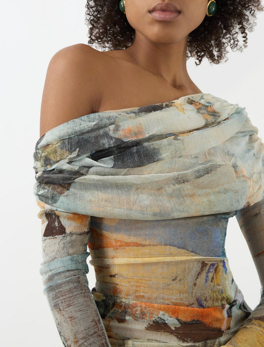 CHRISTOPHER ESBER
Veiled Off-The-Shoulder Top
