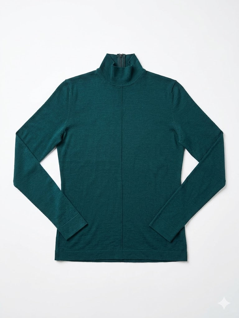 AKRIS PUNTO HUNTER GREEN FITTED TURTLENECK