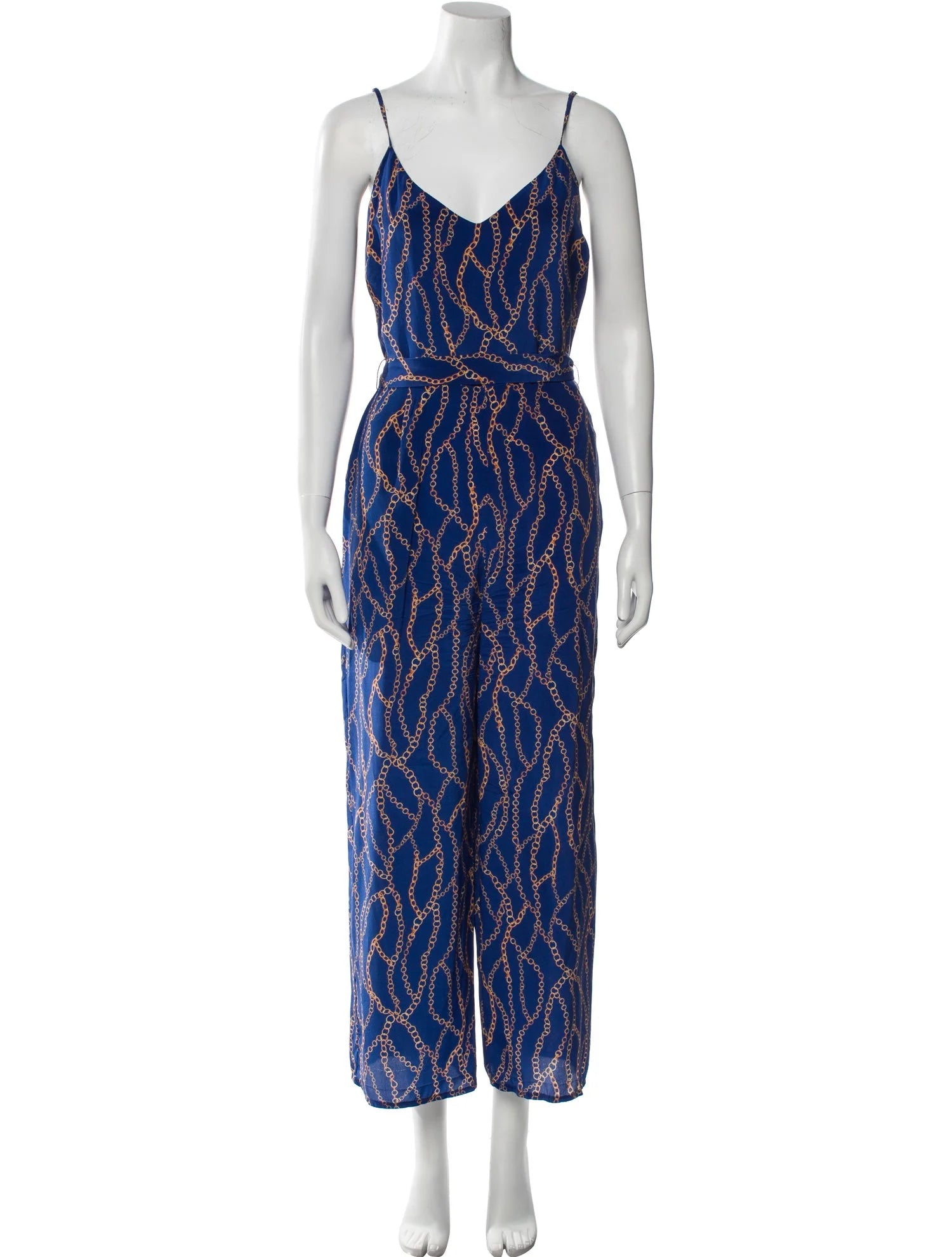 L'AGENCE royal blue 'chain' design jump suit with belt