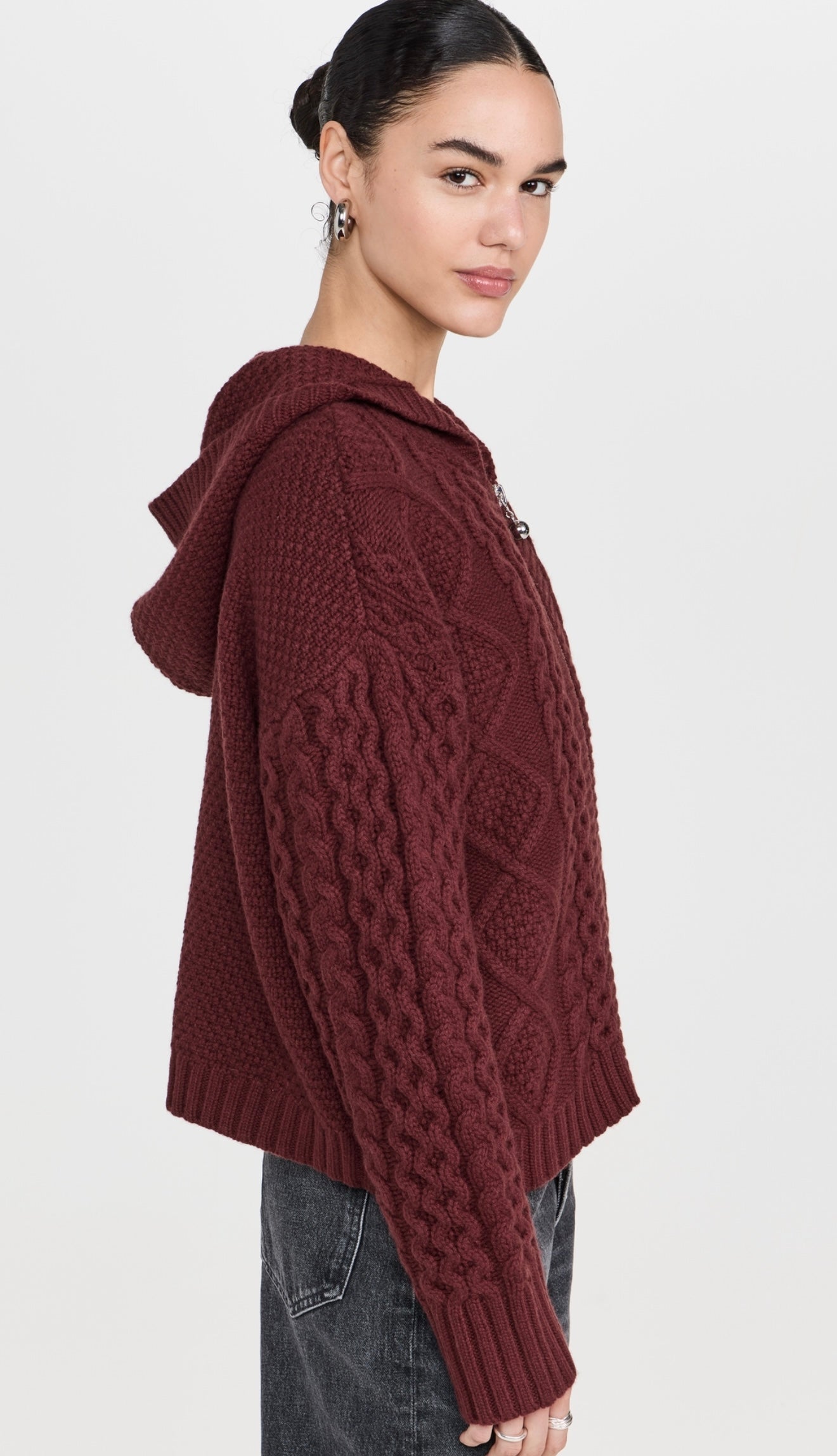 Still Here - Dakota Zip Sweater in Burgundy