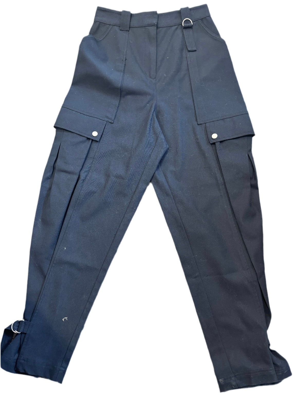 PHILLIP LIM navy cargo pants with buckles on ankles