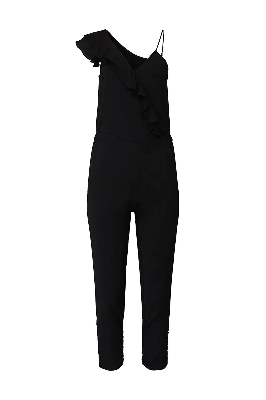 PARKER black jumpsuit NWT, one side spaghetti strep, one side ruffle tank top