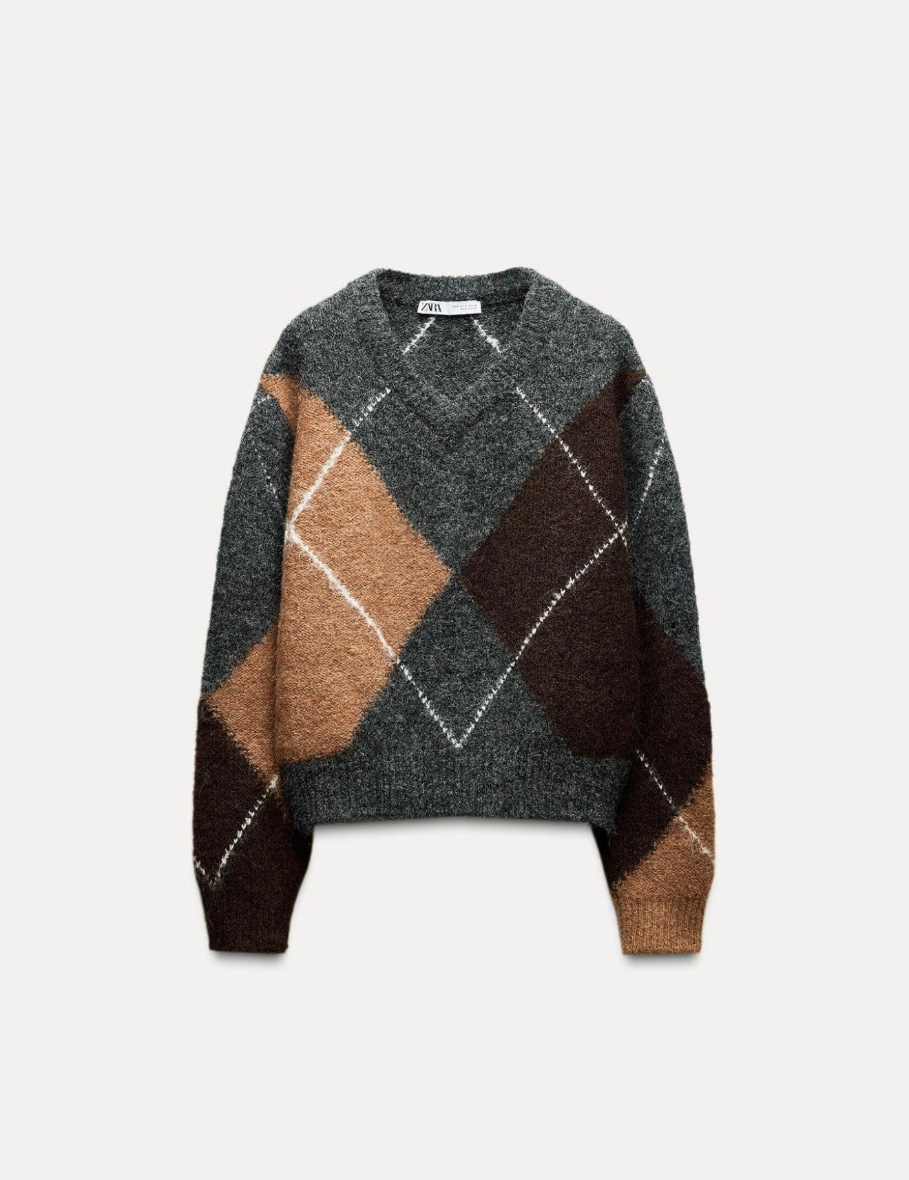 Zara - Knit Argyle Sweater