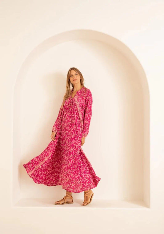 NATALIE MARTIN pink fiore maxi dress