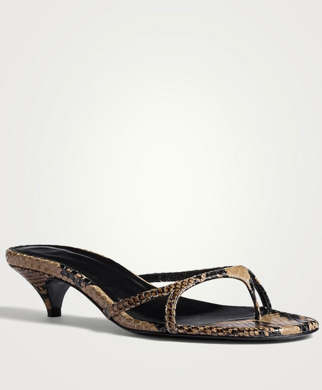 KHAITE Mila Python-Embossed Leather Thong Sandals