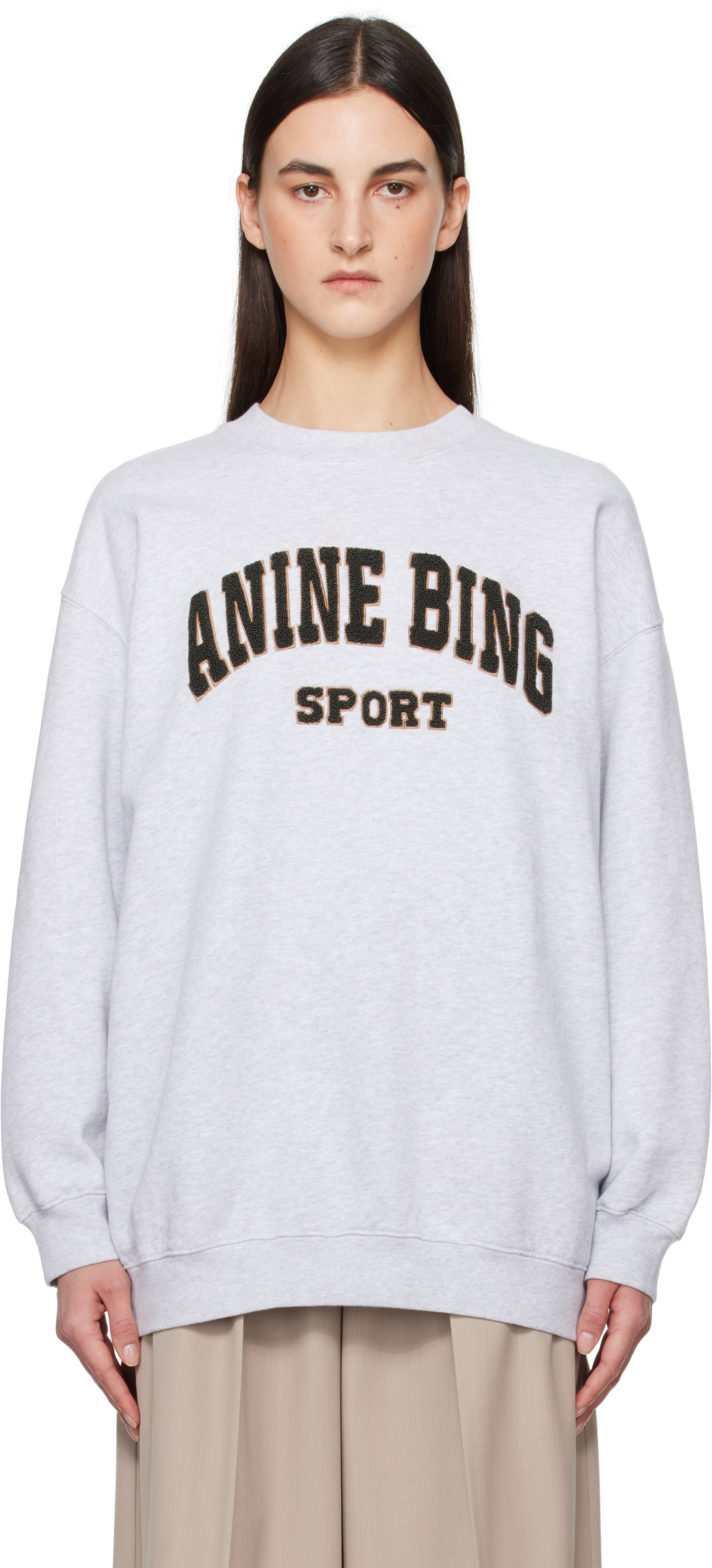 ANINE BING grey crew neck with black writing