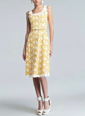 Oscar De La Renta Lace Belted Dress