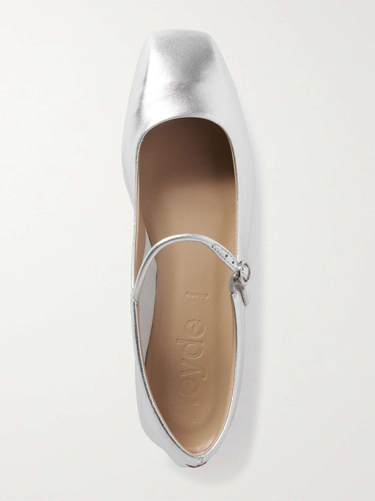 AEYDE-  Silver Mary Jane Flats