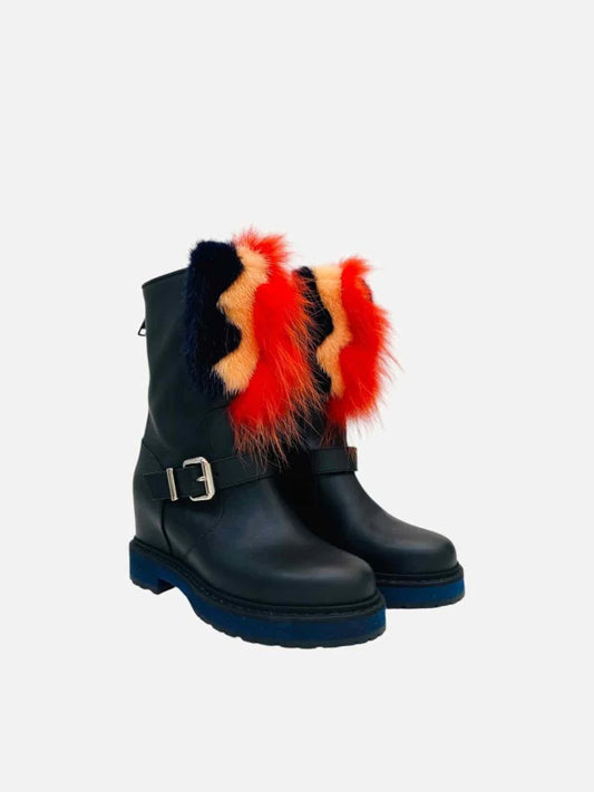 FENDI black boots with fur