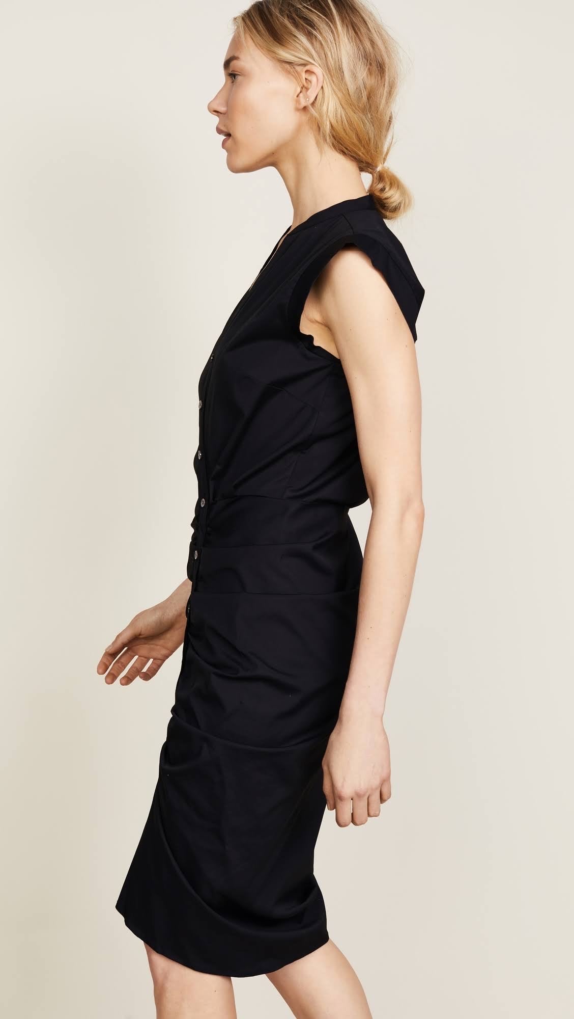 VERONICA BEARD black sleeveless button up dress