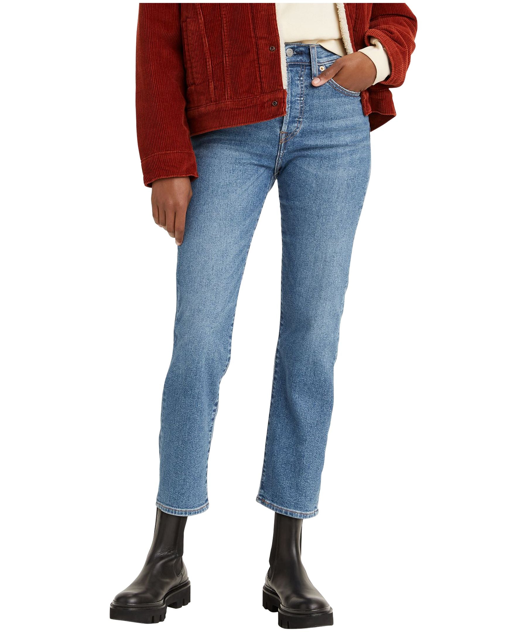 LEVIS wedgie straight medium wash jeans