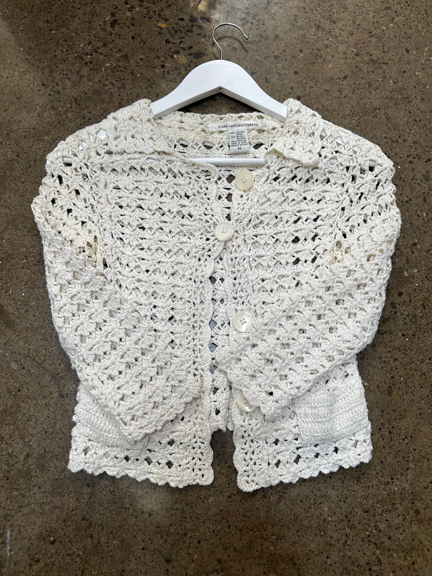 DIANE VON FURSTENBERG - CROCHET KNIT CARDI