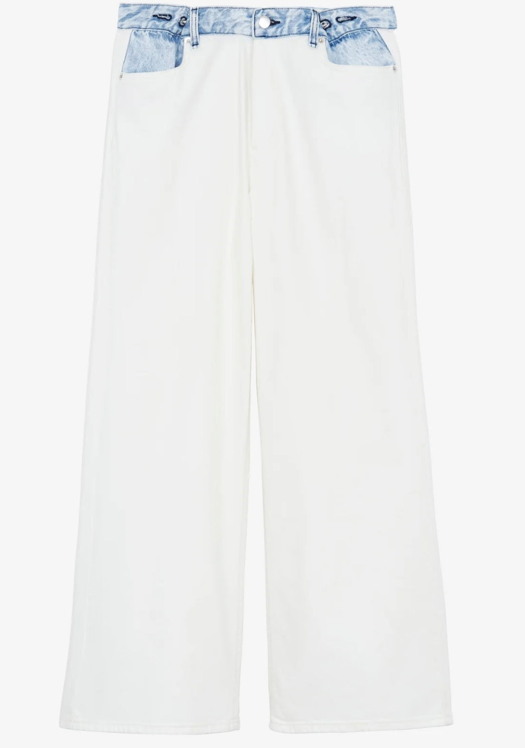 THE FRANKIE SHOP HAYLA CONTRAST DENIM PANTS - OFF WHITE/BLUE