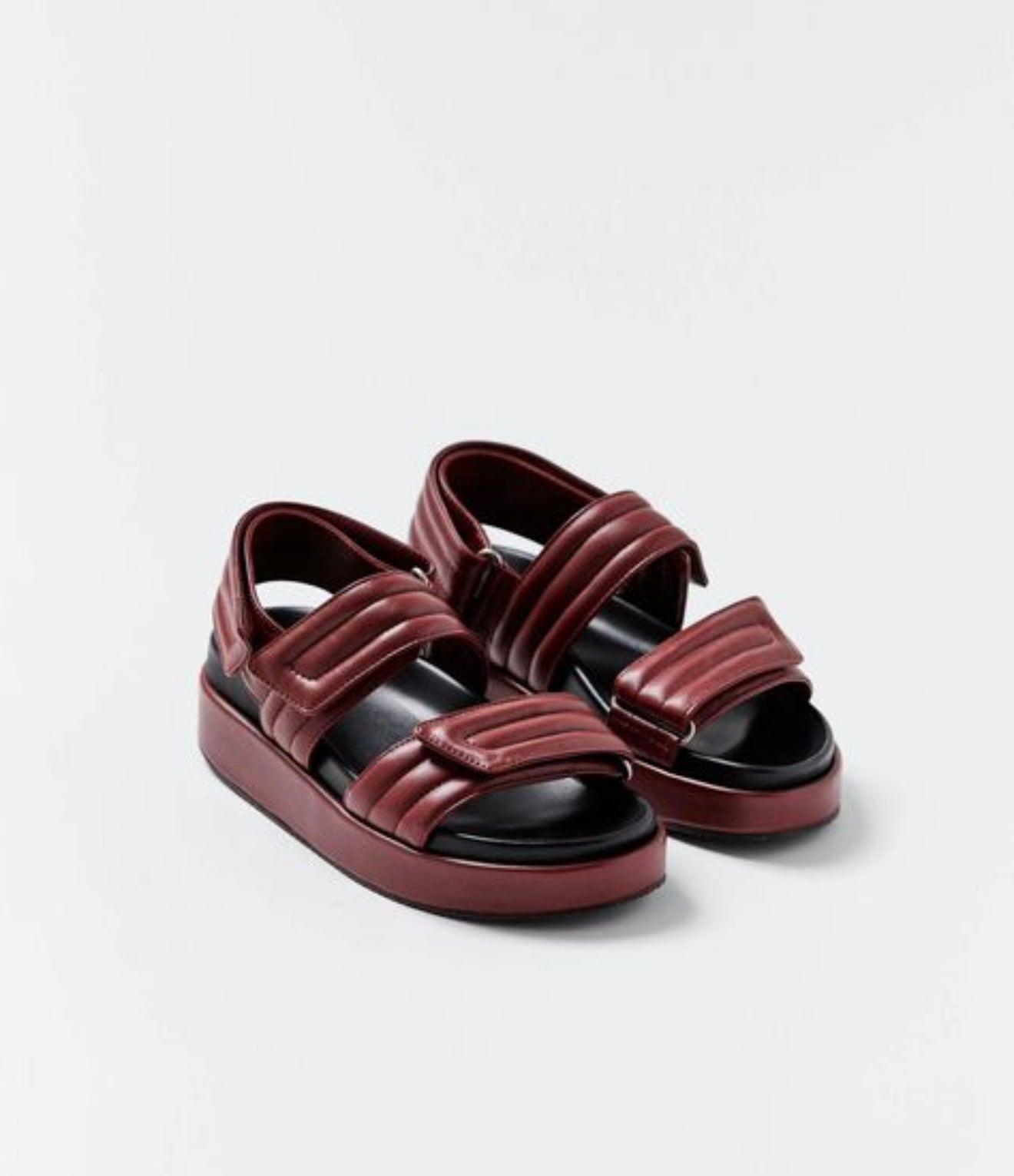 DRIES VAN NOTEN red/burgundy chunky leather strappy sandal