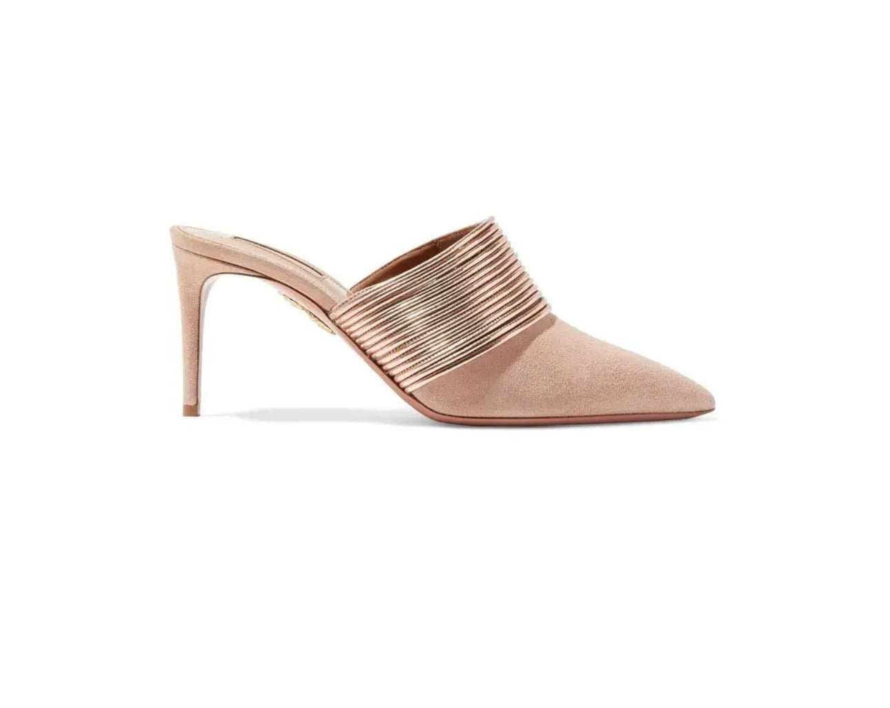 AQUAZZURA 
Rendez Vous 75 Suede And Metallic Leather Mules - Rose Gold