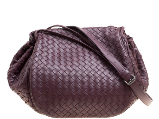 Bottega Veneta
Bottega Veneta Burgundy Intrecciato Leather Drawstring Flap Crossbody Bag