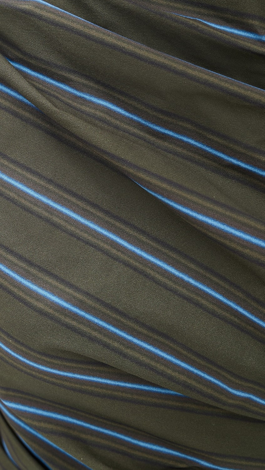STAUD phare top / asymmetrical green top with blue stripe