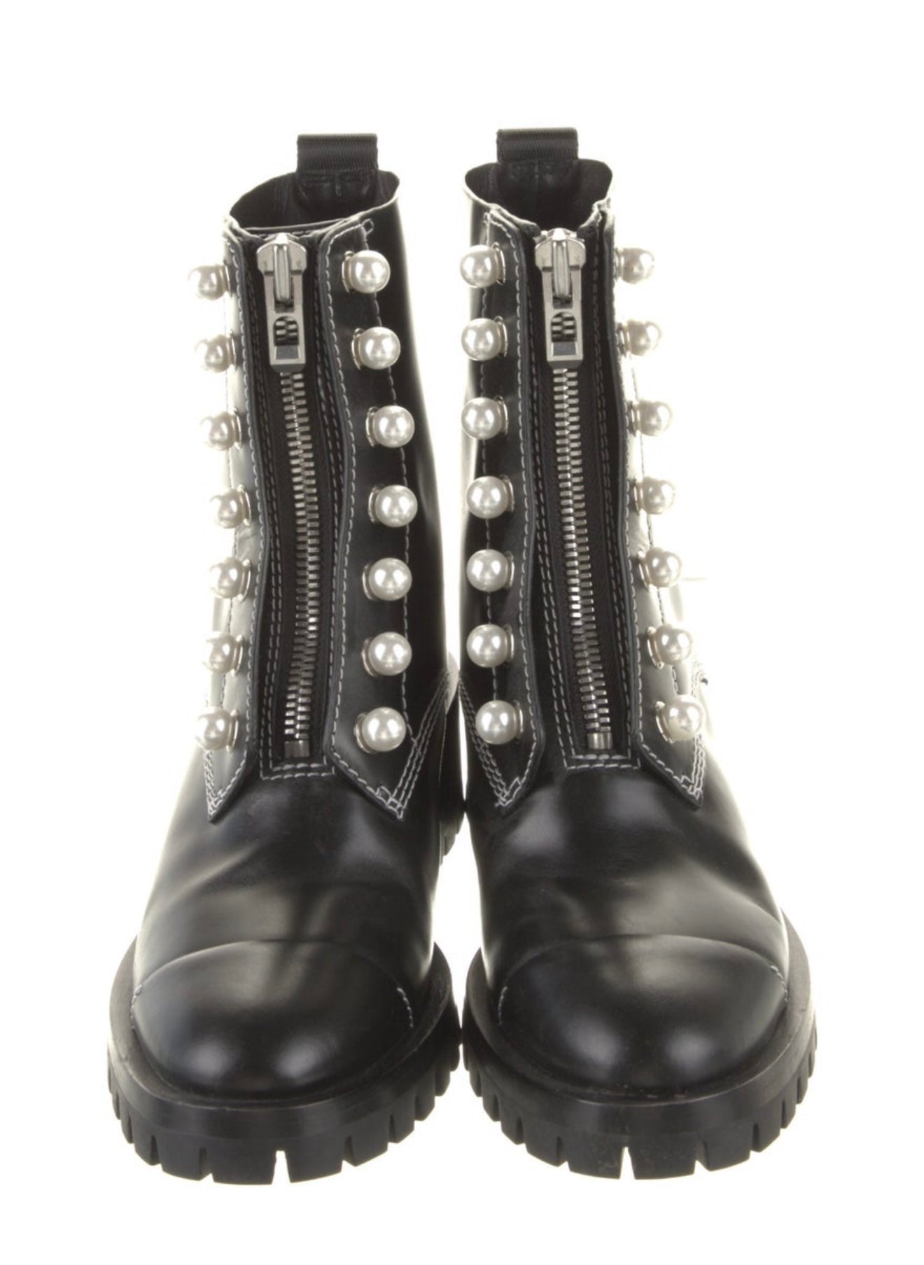 3.1 Phillip Lim - Faux Pearl Accent Combat Boots